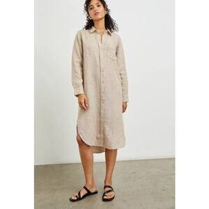 Rails Val Shirt Midi Dress Womens XS Beige Heathered Flax Minimalist Natural